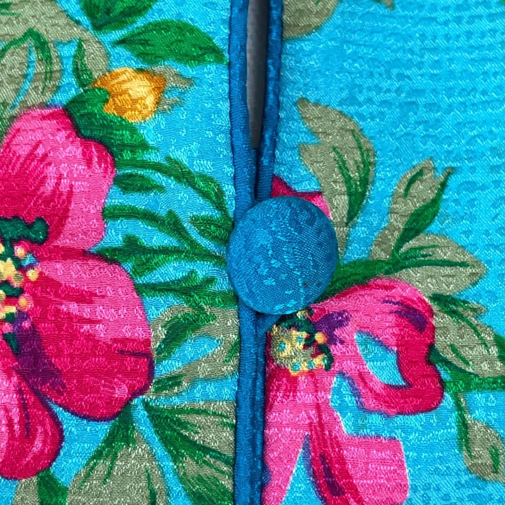 Adrianna Papell Silk Blazer Jacket 8 Blue Pink Floral Cottagecore Elegant Top - Picture 2 of 8
